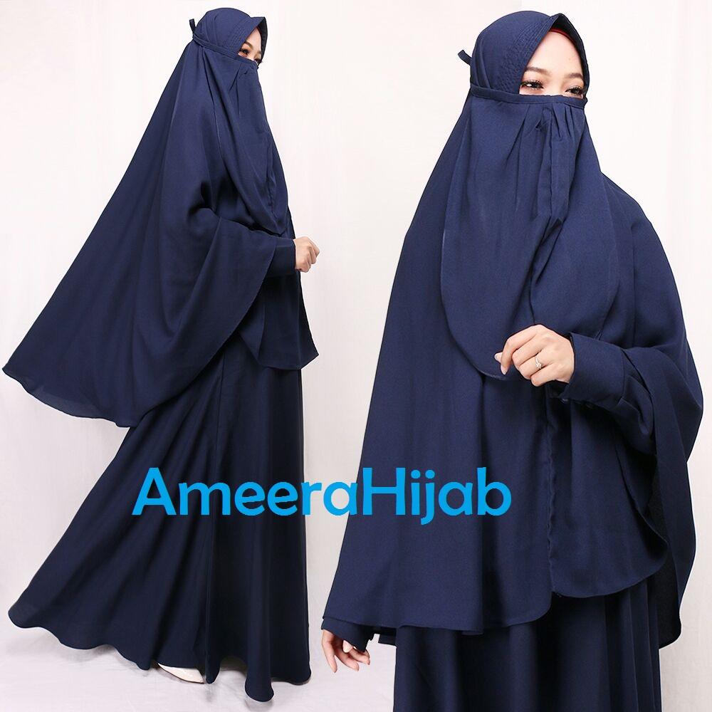 AmeeraHijab_ Gamis Wanita Syari Cadar/ Pakaian Muslim/ Busui / Dress Muslimah / Hijab Wolly Crepe