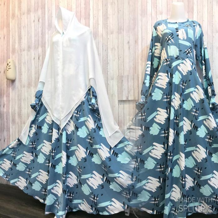 Adzra Gamis Murah syari /busana muslim wanita - Saidah Dress - Biru