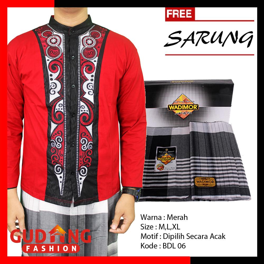 Gudang Fashion - Kemeja Muslimin Pria Baju Koko Lengan Panjang + Sarung