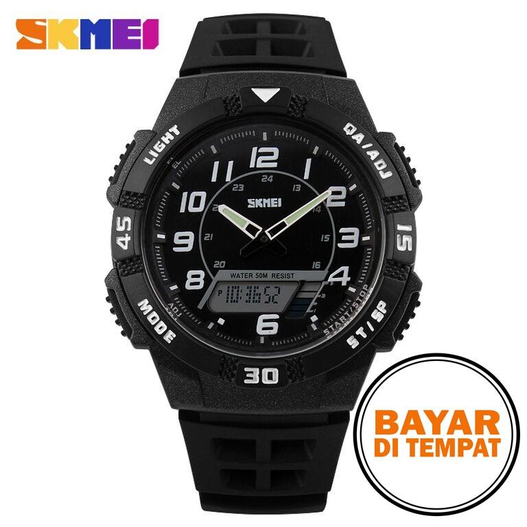 Rimas SKMEI Jam Tangan Sporty Pria - AD1065 - White / Putih / Blue / Biru / Orange / Oranye / Oren / Red / Merah / Geen / Hijau Jam Tangan Cowo Cowok Sporty Trendy Stylish Anti Air Waterproof Berkualitas ORIGINAL
