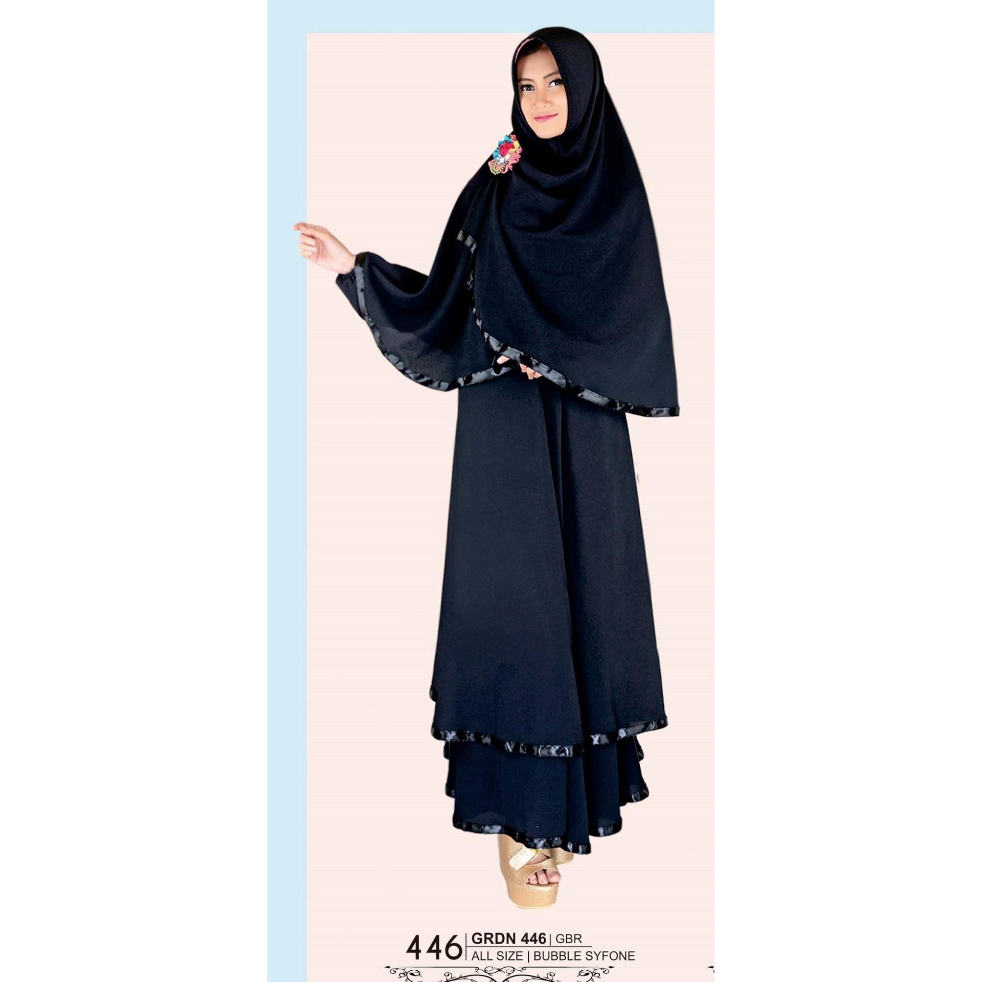 GIARDINO GRDN 446 FASHION DEWASA GAMIS SYAR'I WANITA - bahan BUBBLE SYFONE - SYAR'I CANTIK NAN MENAWAN (HITAM)