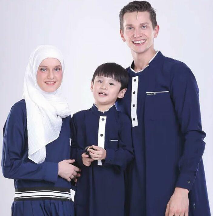 BAJU GAMIS KOKO COUPLE AYAH ANAK 10 TAHUN NAVY TERLARIS TERBARU