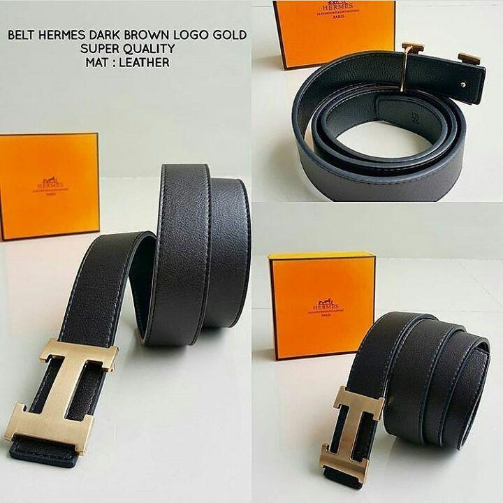 ikat pinggang Hermes Dark Brown Logo Gold