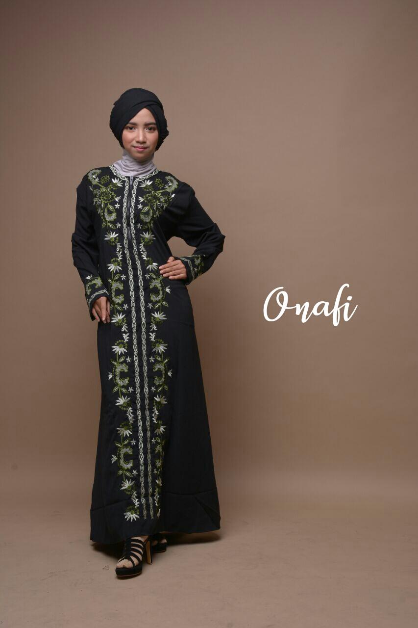 gamis abaya arab hitam bordir flower khalisha S(BATA)/M(BIRU)/L(HIJAU)