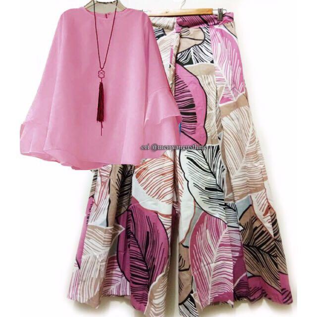 set kulot setelan muslimah stelan hijab muslim dewasa baju kulot fashion denada