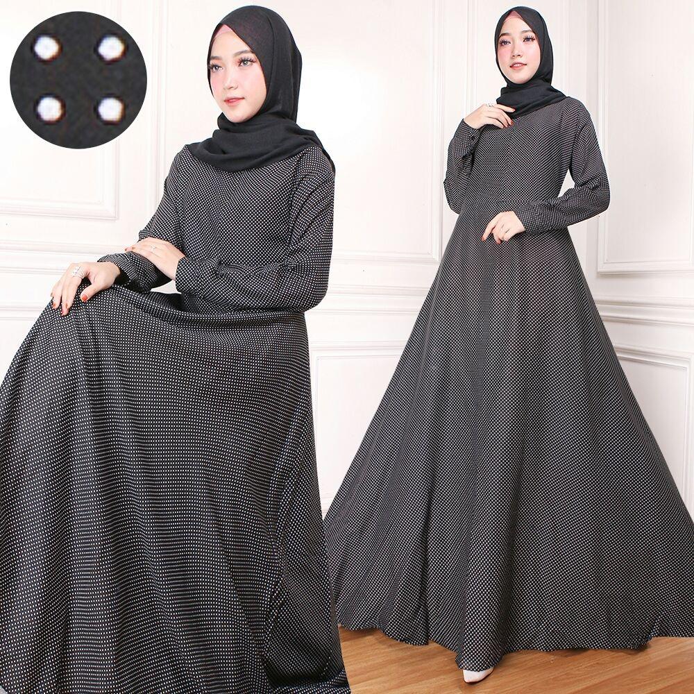 GAMIS MAXI DRESS NABILA WARNA HITAM ( TANPA PASMINA)