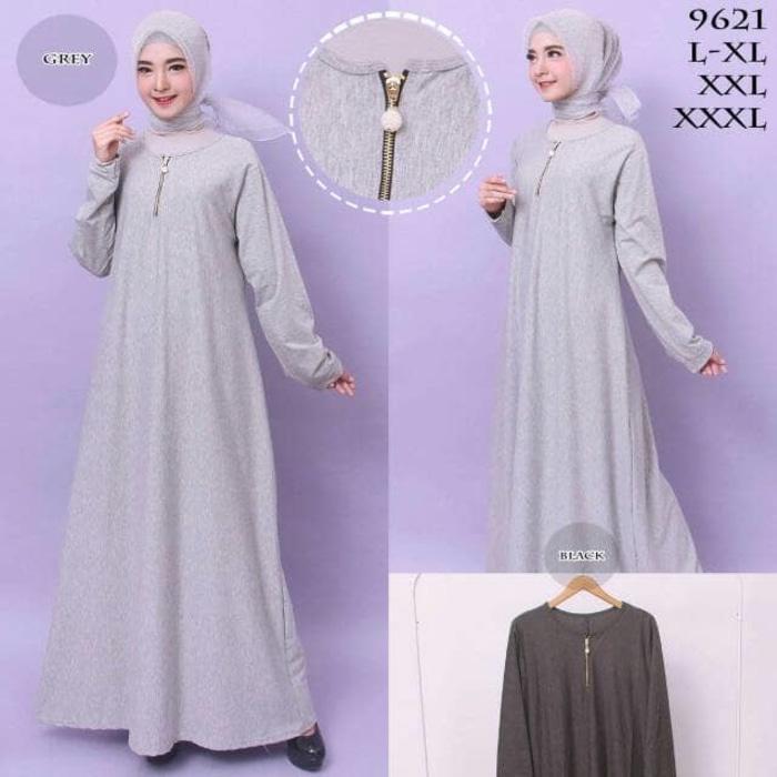Jual Baju Gamis Wanita Gamis Jumbo Polos L - XXXL Bahan Misty 9621
