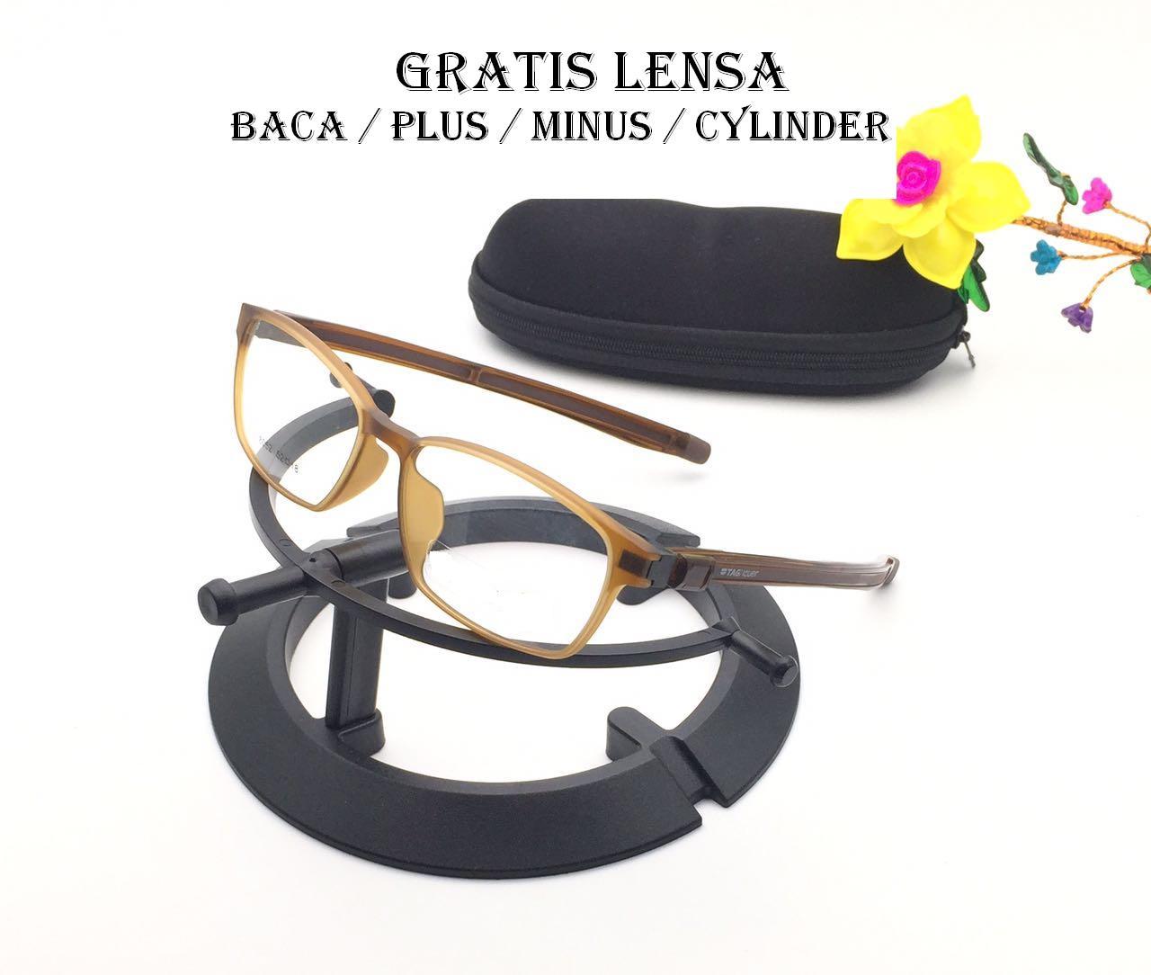 Frame Kacamata Sport-TH-Brown Pria & Wanita Magnet + Gratis lensa anti Radiasi Plus/Minus/Cylinder