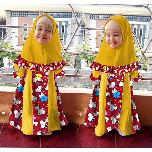 Vshop91jkt - Gamis Anak Marsha Snopy Baju Syari Bergo Anak Dress Anak Gamis Kids Syari Kids Baju muslim Pakaian Muslim Anak Dress Muslim Anak Pakaian Anak Bergo Maxi Dress Pashmina Mukena Ciput Tunik Wanita Dress Snopy Dress Doraemon Baju koko