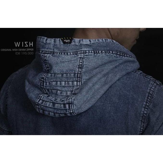 Wish Denim Zipper-Hoodie Bio Wash-Baju Jeans Keren-Levis Scrap - Asgfgh