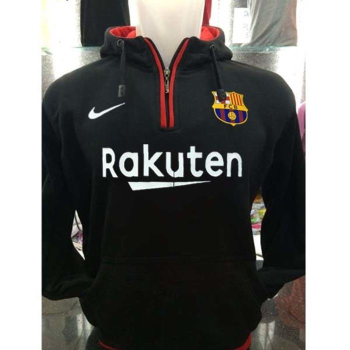 Jaket Hoodie Barca B-511 Jumper Halfzip Hitam Barcelona Liga Spanyol - zHEJuB
