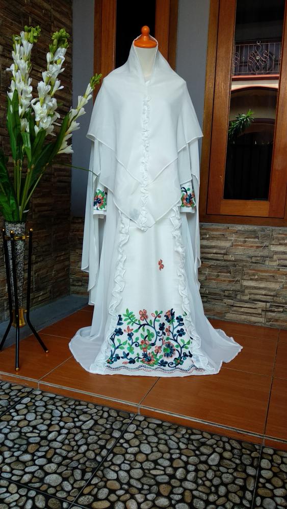Set Syari/GamisGamis Pesta/Gamis Mewah/Baju Muslimah Malika- PUTIH