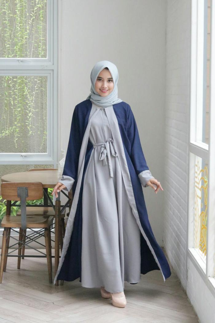 #trend lebaran 2018 : gamis kombinasi bahan wolly creepe.keren adem