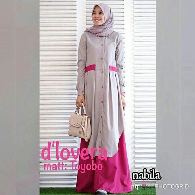 Dress Pink / Baju Kancing Depan / Gamis Menyusui Murah : Nabila Dress Ghtsyh