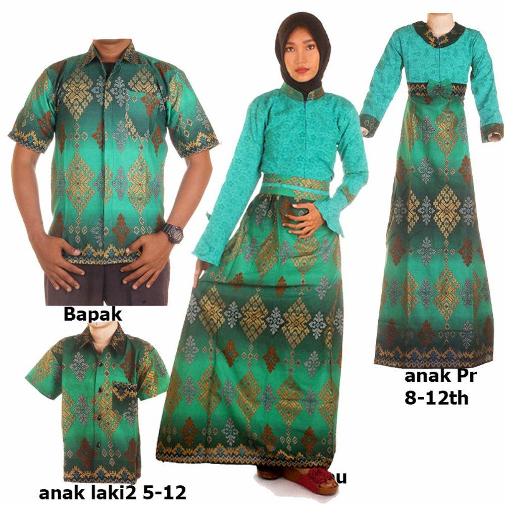 baju couple gamis batik keluarga bahan katun terbaru warna hijau JB Pro do Dewi