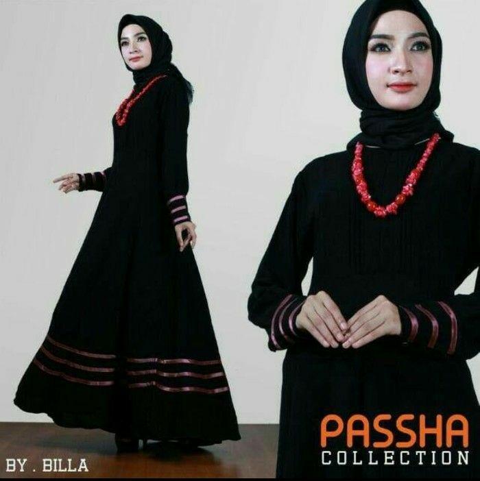 Gamis wanita list pita cantik bahan jetblack