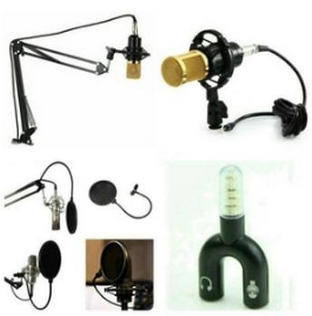 MDM Paket Full Mic Condenser BM800 dan Aksessoris Stand Mic Pop Filter