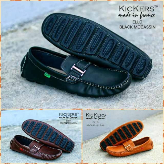 Sepatu Kickers Mokasin Ello Kasual Pria Slip On Formal Loafers Slop Kulit Asli Sneakers Pantopel