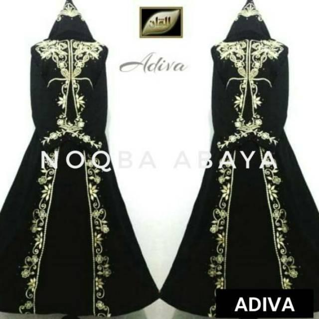 Abaya Gamis Jubah Maxi Dress Arab Bordir Adiva Saudi Baju Umroh Turkey Syari Wanita Elegan Simpel XL