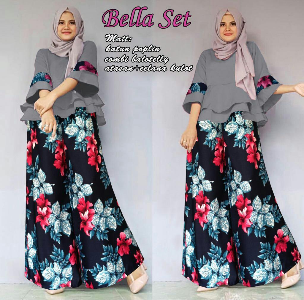 Liliana Baju Setelan Kulot Bunga Bunga Terbaru Bisa Untuk Hijab dan Non Hijab