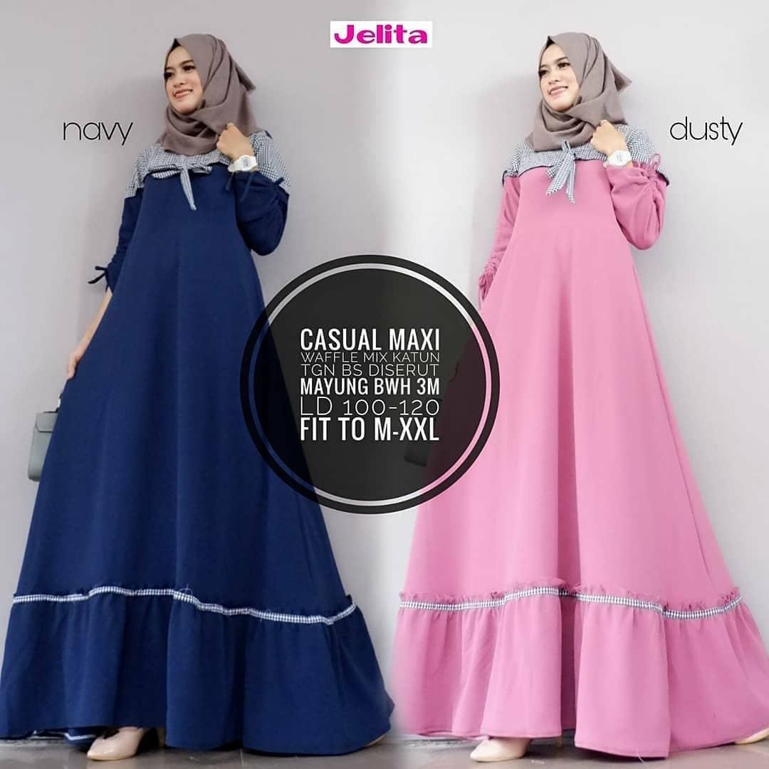 Baju Original Gamis Casual Maxi Dress Baju Panjang Muslim Casual Wanita Pakaian Hijab Modern Modis Trendy Terbaru