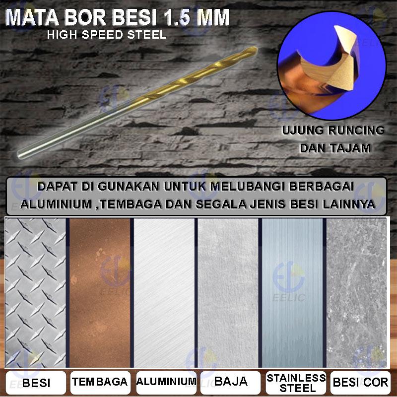 EELIC HSS-1.5MM Mata Bor Besi 1pack 10PCS Ukuran 1.5MM .