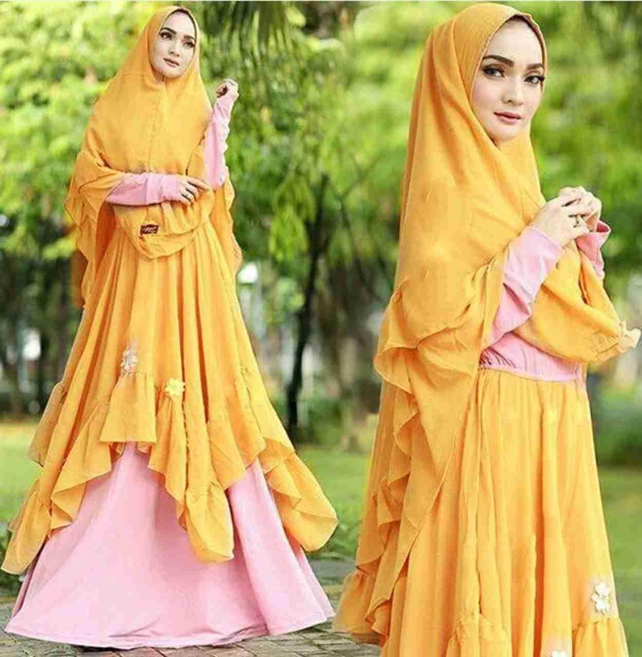 AK - Maxy Syarii Moizza - Tosca Spandek Korea Lapis Ceruty Mix Bunga+khimar Ceruty 2 Lapis Akiko Fashion