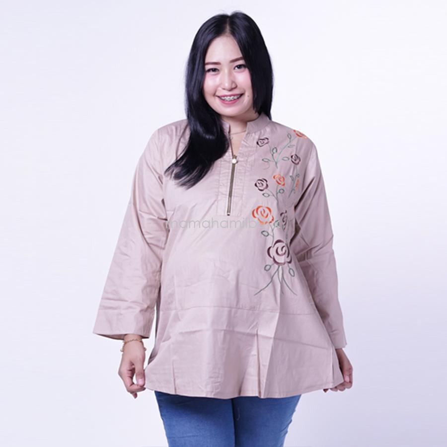 Ning Ayu Baju Atasan Hamil Resleting Bordir Rose Cantik - BLJ 433 / Baju Hamil untuk kerja Lengan Panjang / Baju Hamil Seksi / Baju Hamil Gamis / Baju Menyusui Modis / Baju menyusui Murah / Baju Menyusui Terbaru / Baju Menyusui Keren