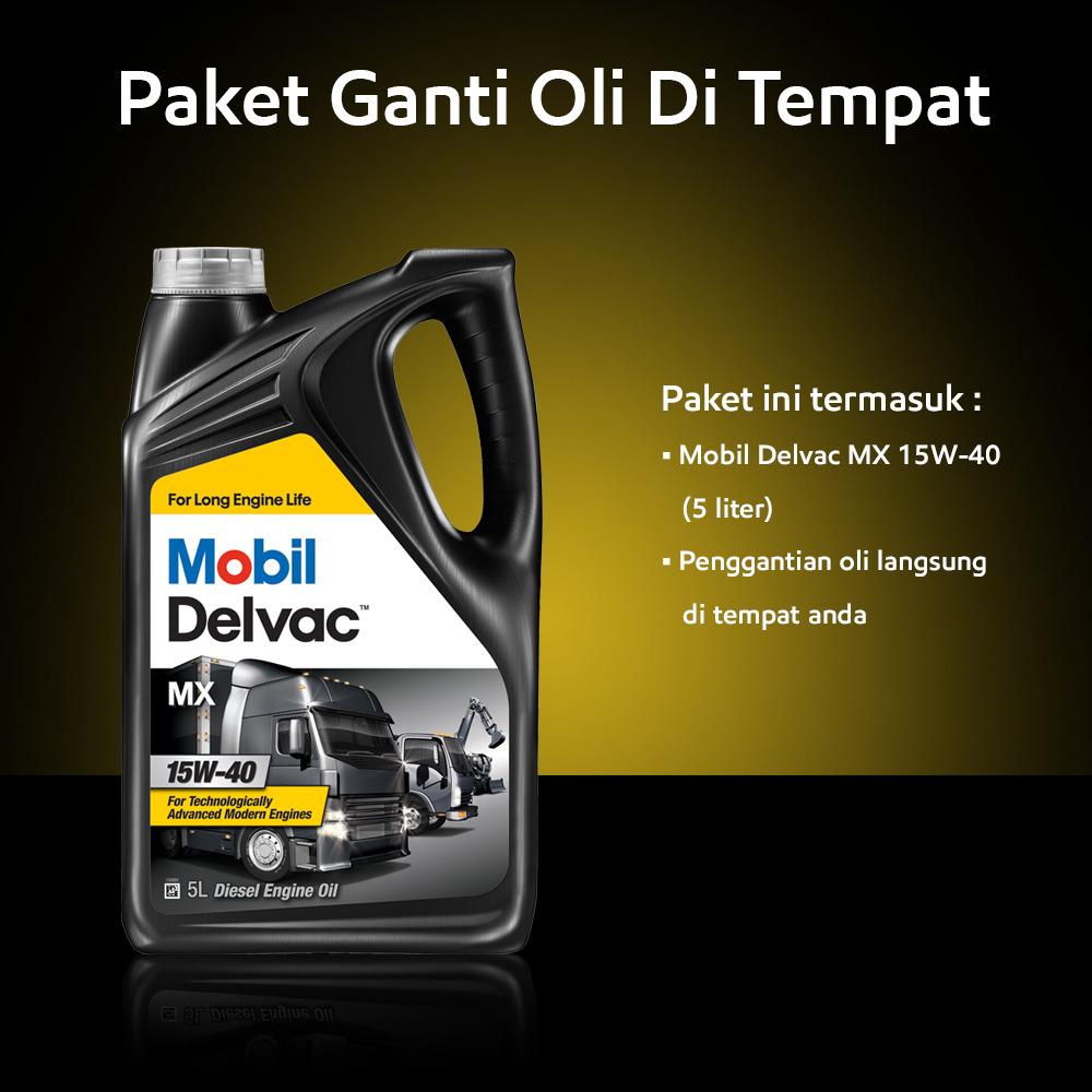 Mobil Delvac MX™ 15W-40 (5 liter) Paket Ganti Oli Di Tempat