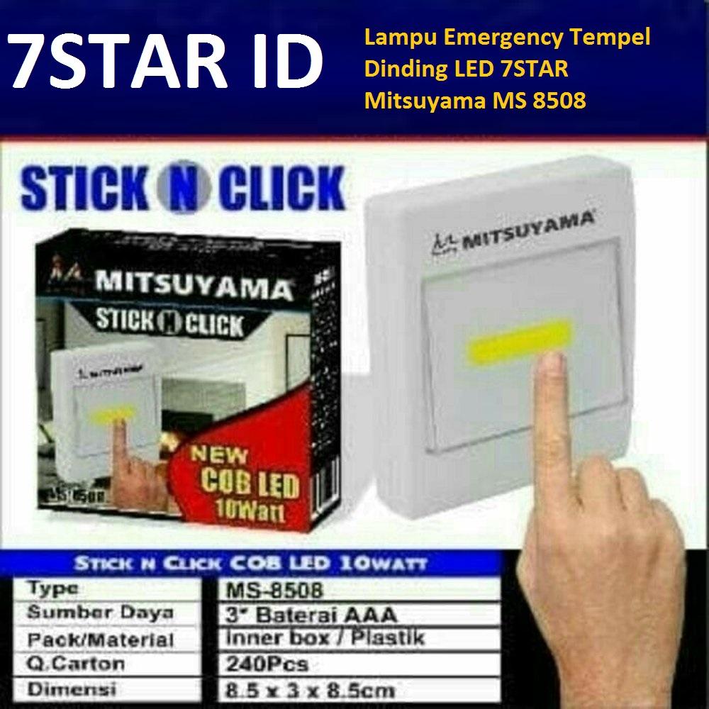 Lampu Emergency Tempel Dinding LED 7STAR - Lampu Emergency LED COB Mitsuyama MS 8508 Stick N Click LED - Tinggal Tempel Dinding Atau Lemari Lampu Darurat Saat Listrik Padam 1Pcs