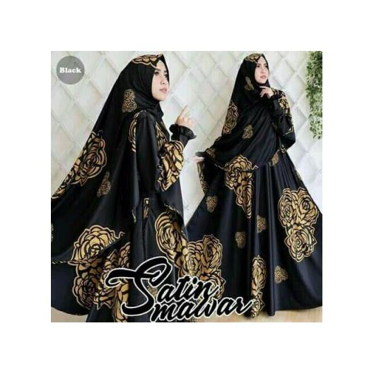 TOKO KIRANA SURABAYA BAJU MUSLIM GAMIS SATIN MAWAR FREE KHIMAR