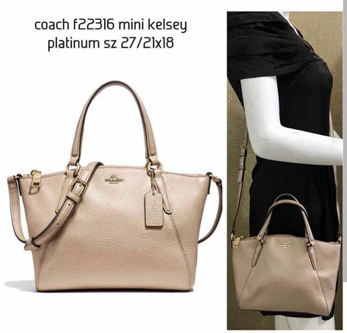 Tas COACH Mini kelsey platinum gold Original