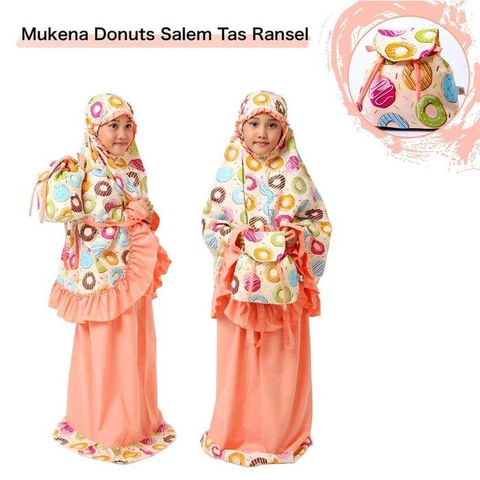Mukena Anak Karakter Donuts Warna Salem Lucu XS