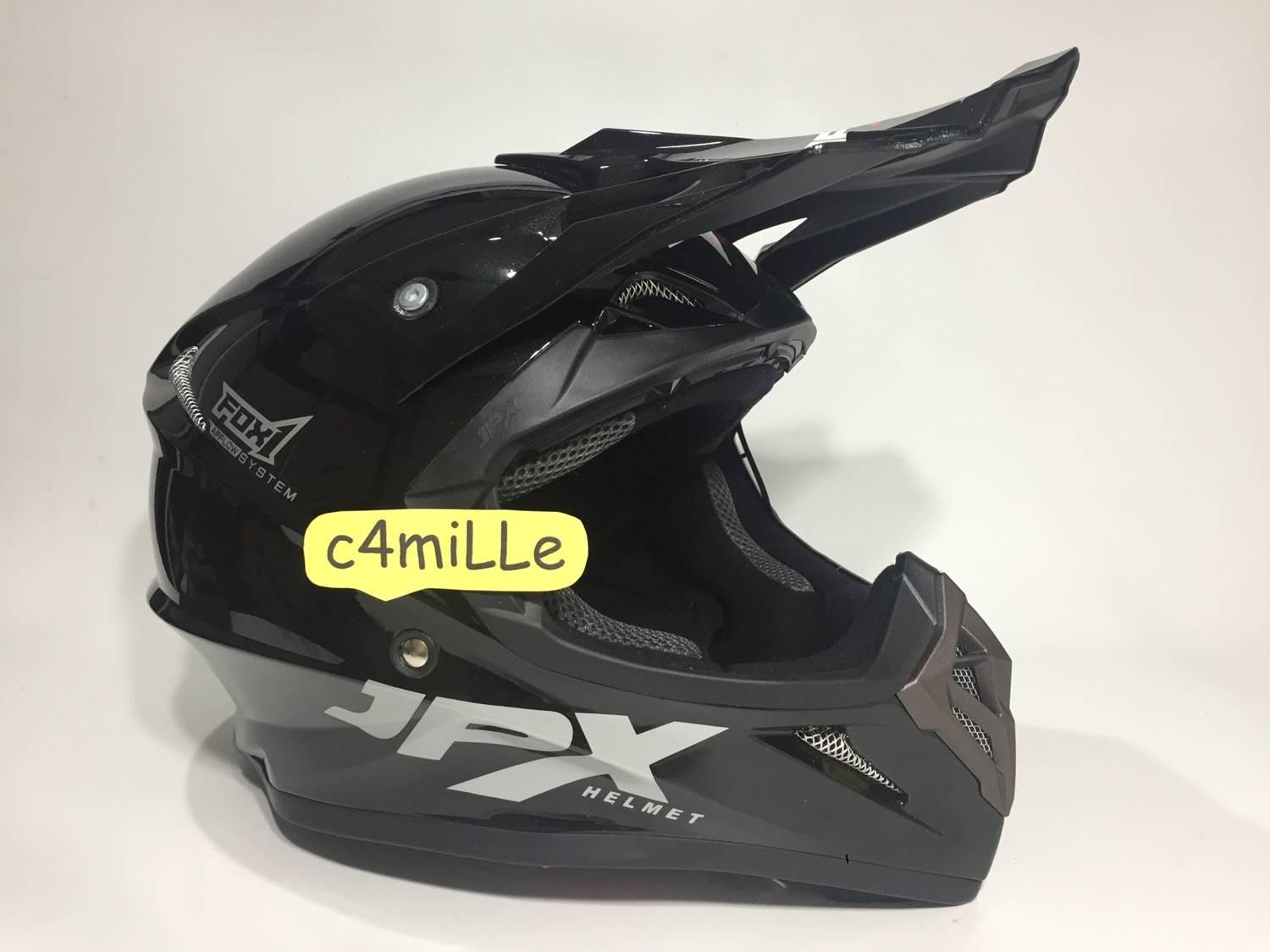 HELM JPX CROSS SOLID BLACK METALIC TRAIL SUPER CROSS