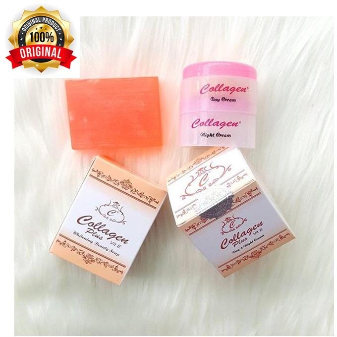 Paket Cream Collagen Plus Vit E - Krim Siang dan Krim Malam + Sabun Collagen