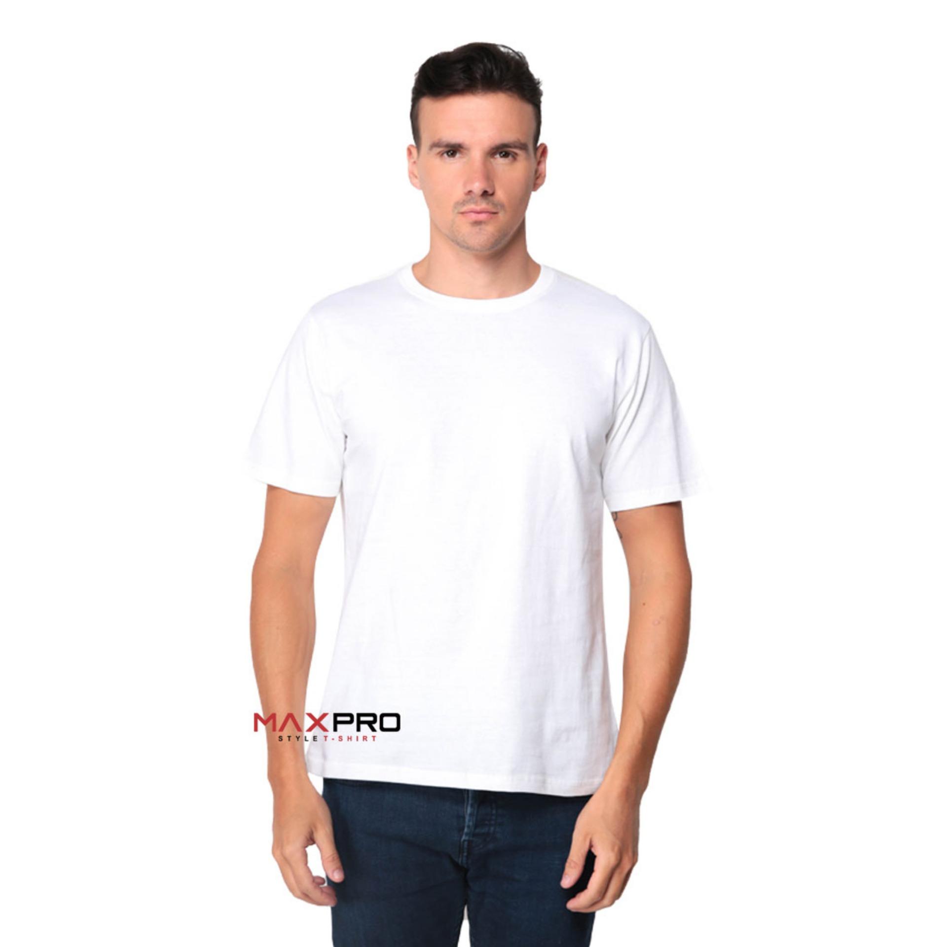 MaXPro Kaos Polos Pria Putih - T-Shirt Distro Cowok Tumblr Tee / Kaos Oblong / Kaos Distro / Kaos Couple / Baju Kaos Atasan Pria