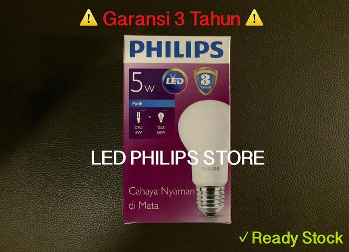 Terbaru!! Lampu Bohlam Led Philips 5 Watt Putihcool Day Light (5W 5 W 5Watt) - ready stock