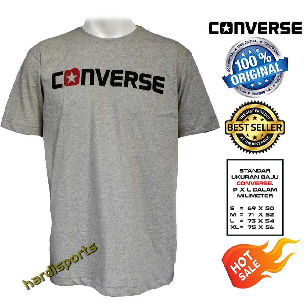 Kaos Pria T-Shirt (Cotton) Converse Core Wordmark Tee (M) CONX78TKM9T8 - Grey