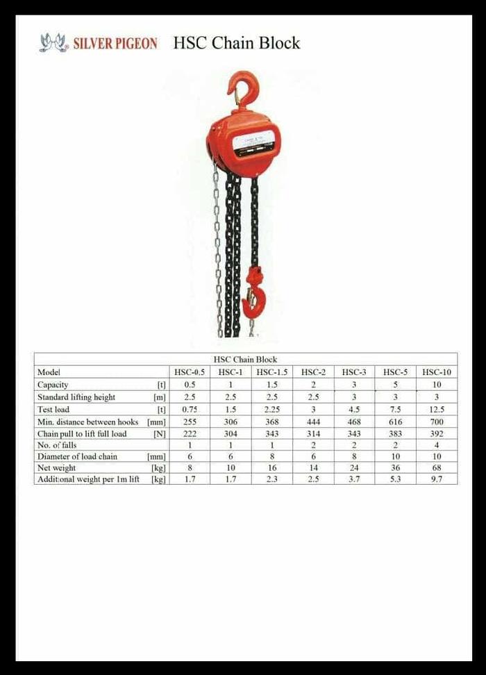 PROMO CHAIN BLOCK 3TON / TAKEL 3TON SILVER PIGEON TANPA RANTAI TERLARIS