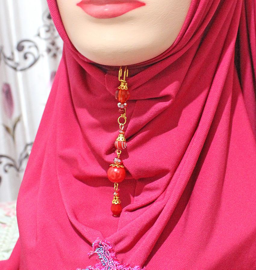 Nafiza - Bros Jurai Peniti Hijab Kristal Aira Meizahra Merah