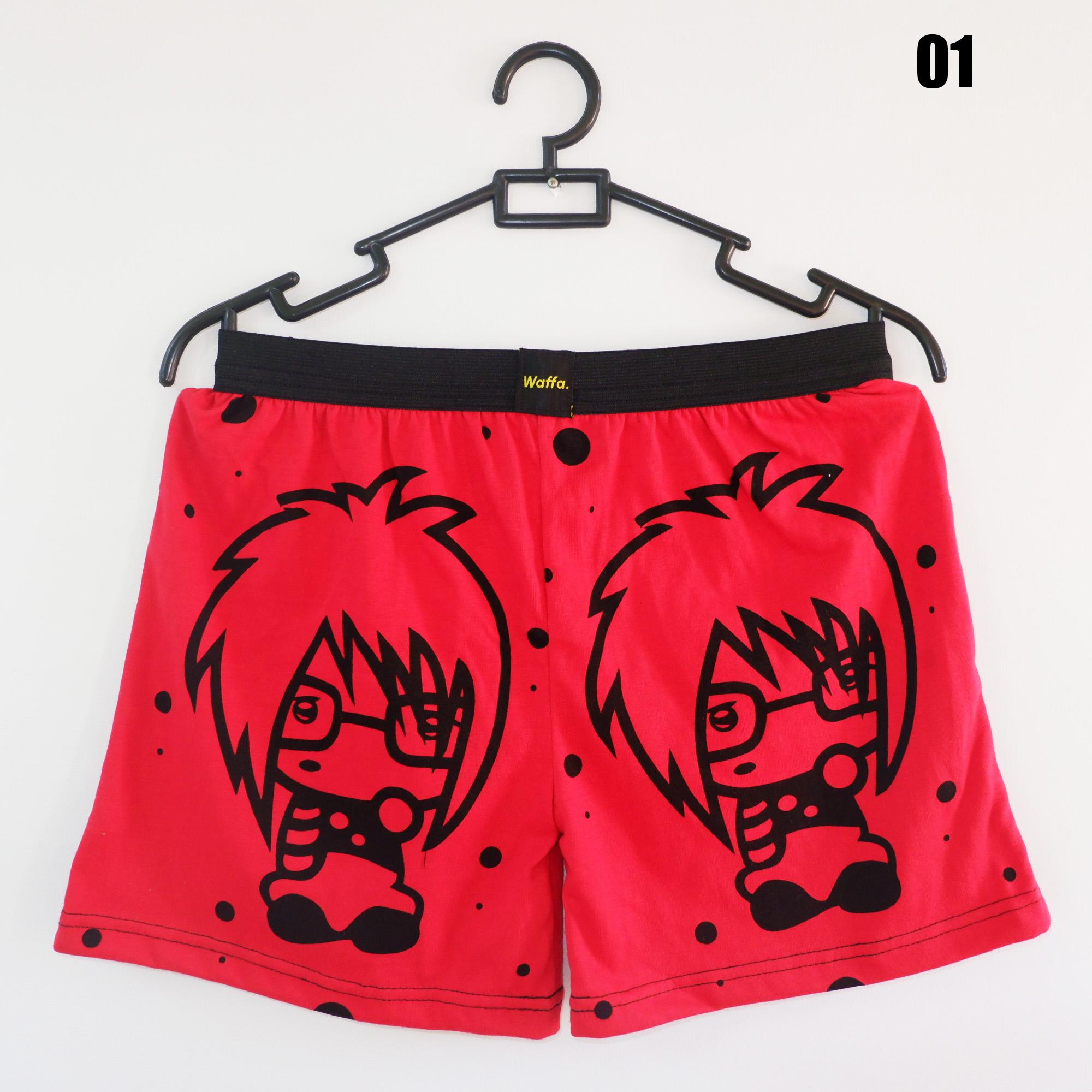 Celana Boxer Cotton Waffa motif Emo
