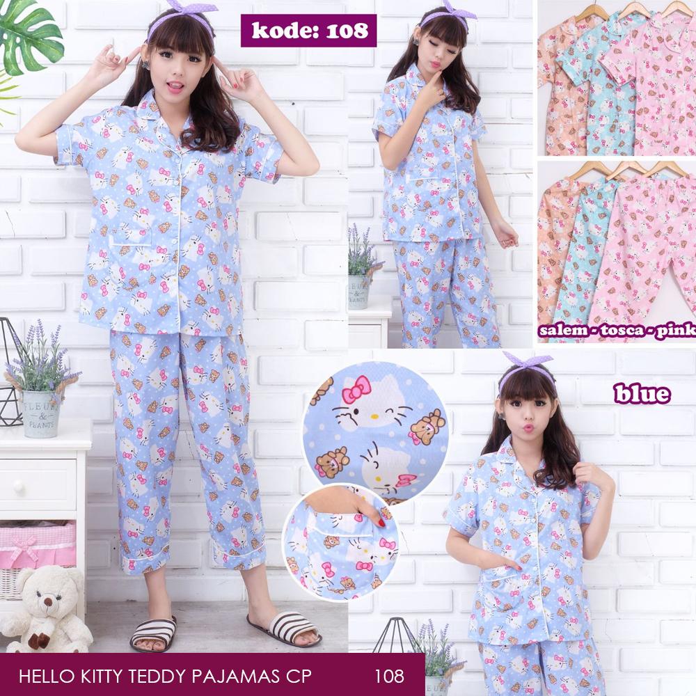 AG APPAREL - Piyama Hello Kitty Teddy / Setelan Wanita / Piyama Wanita / Baju Tidur Wanita / Fashion Wanita