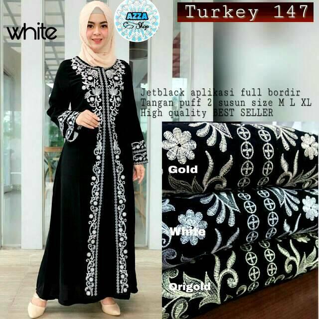 Abaya Arab Turkey Jubah India Umroh Haji Gamis Jalabiya Mesir Baju Pengajian Hitam Cantik Murah 147 White XL