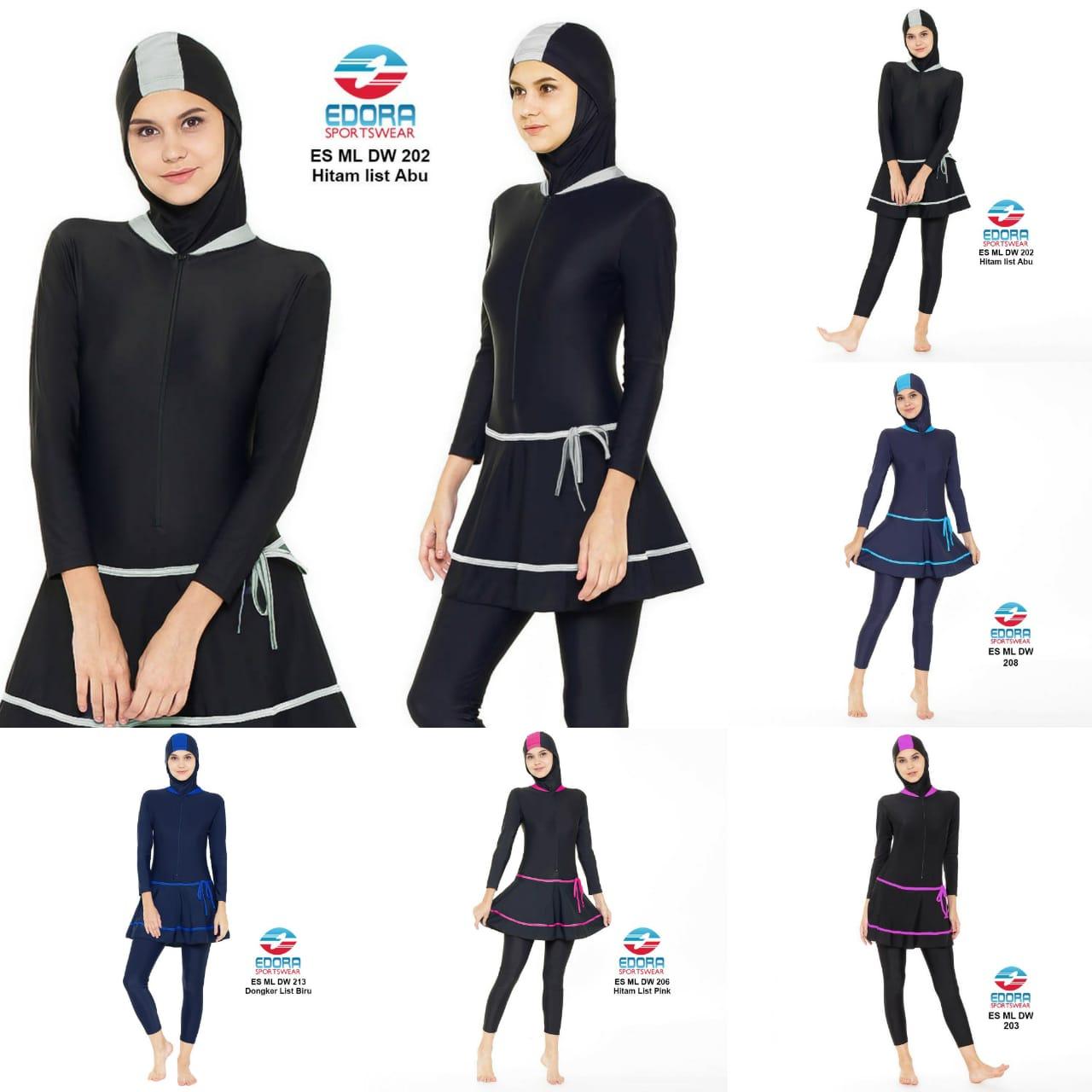 Ariza Sport  Baju  Renang  Muslimah  Dewasa Black Motif 3d 