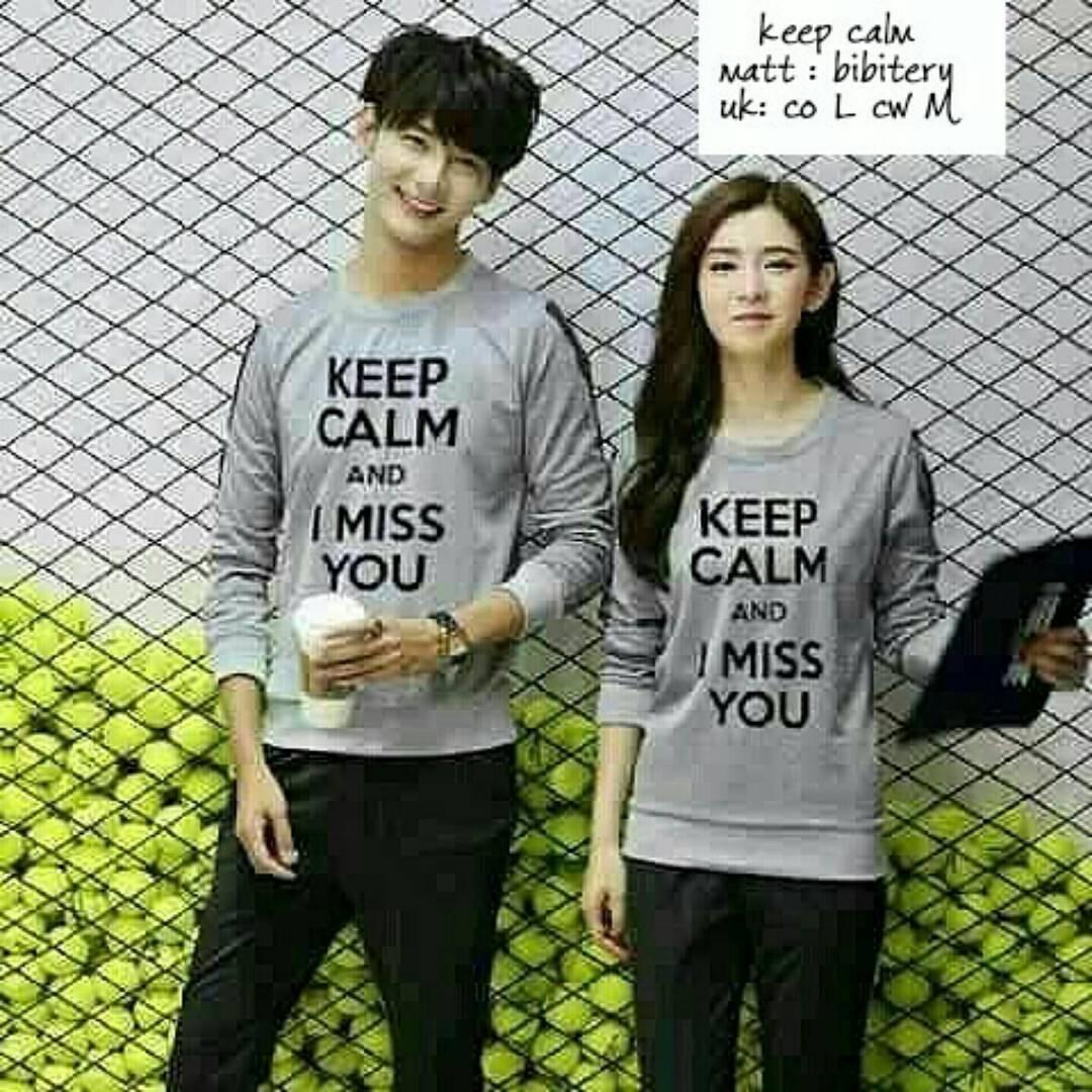 Baju Muslim Original Keep Calm Couple Grey Babyterry Jaket Sweater Couple Pria&Wanita Pasangan Modern Modis Trendy Terbaru 2018