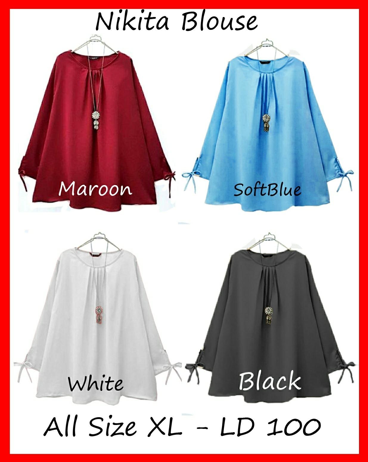 NIKITA BLOUSE l PAKAIAN BLOUSE WANITA l ATASAN FASHION PEREMPUAN l BAJU MUSLIM INDONESIA l PUTIH