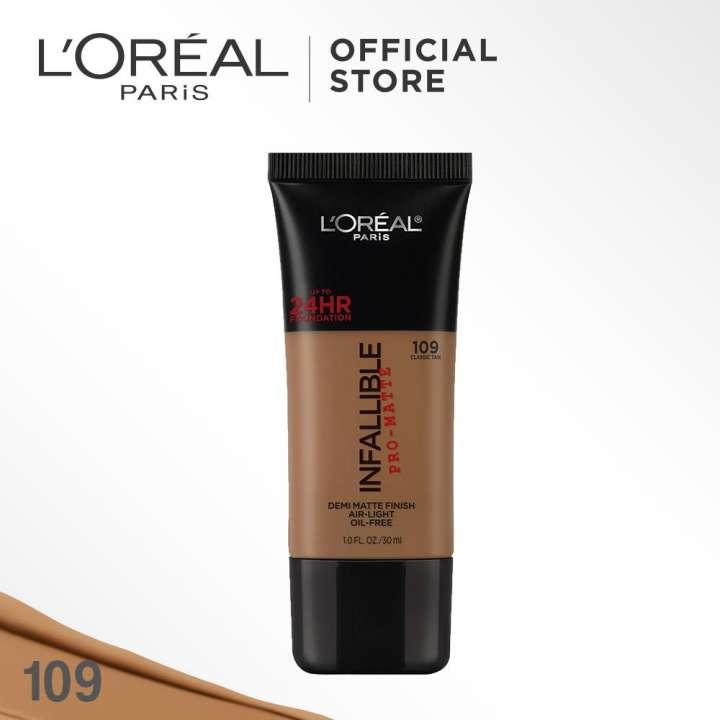 L'Oreal Paris Infallible Pro Matte Liquid Foundation - 109 Classic Tan by L'Oreal Paris Makeup Loreal Foundation Cair Matte For Normal to Oily Skin / Kulit Berminyak Long Lasting Tahan Lama