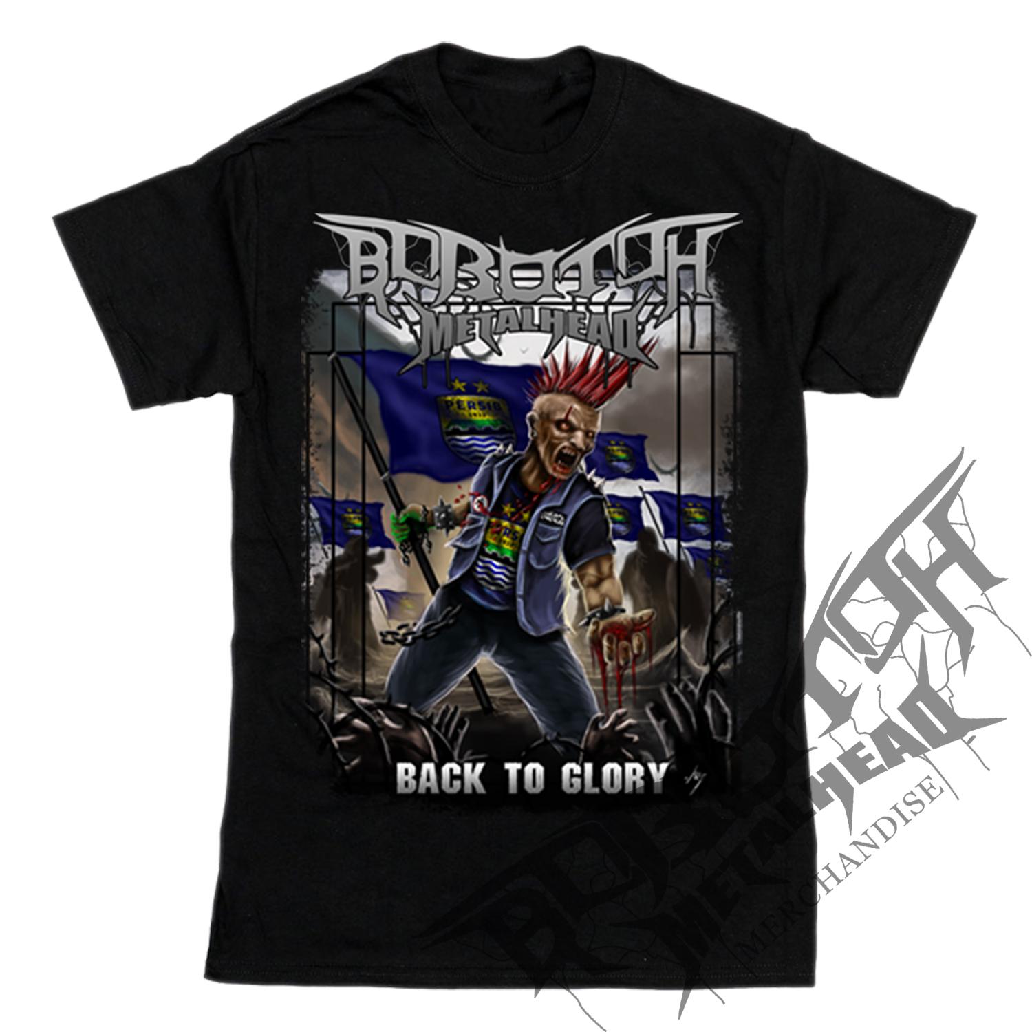 Baju supporter persib metal kaos bobotoh maung bandung tshirt viking bobotoh metalhead back to glory tangan pendek hitam