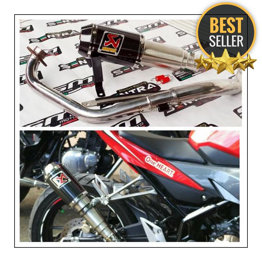 KNALPOT RACING AKRAPOVIC GP M1 LORENZO KARBON FULLSET TINGGAL PASANG FOR HONDA ALL NEW CBR 150 R FACELIFT PLUG AND PLAY