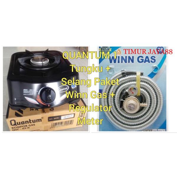Kompor Gas Quantum 1 Tungku + Selang Gas Paket Winn Gas 1.8 Meter - Ags1vs